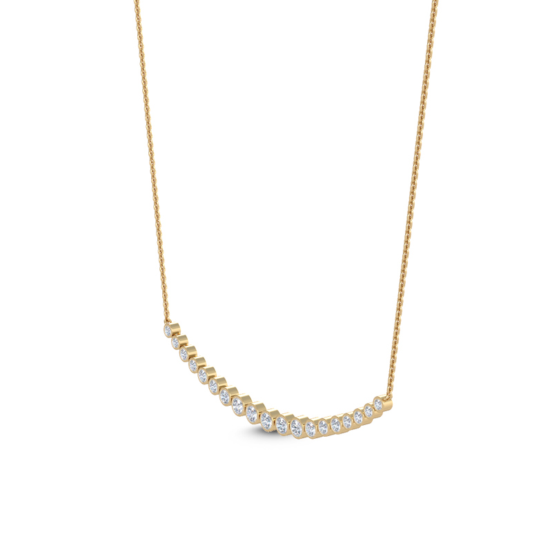 Yellow Gold Curved Bezel Lab Grown Diamond Necklace (1/2ctw)
