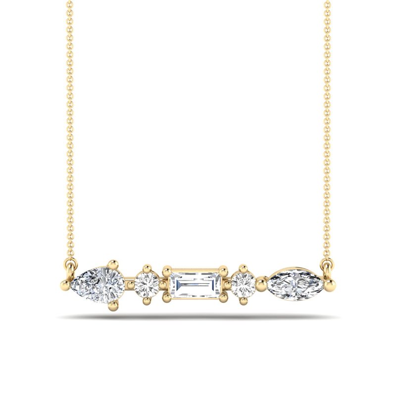 Yellow Gold Linear Mixed Diamond Necklace (1/2ctw)