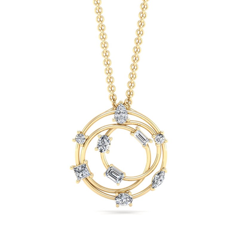 Yellow Gold Mixed Swirl Pendant (3/4ctw)