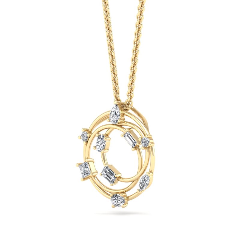 Yellow Gold Mixed Swirl Pendant (3/4ctw)