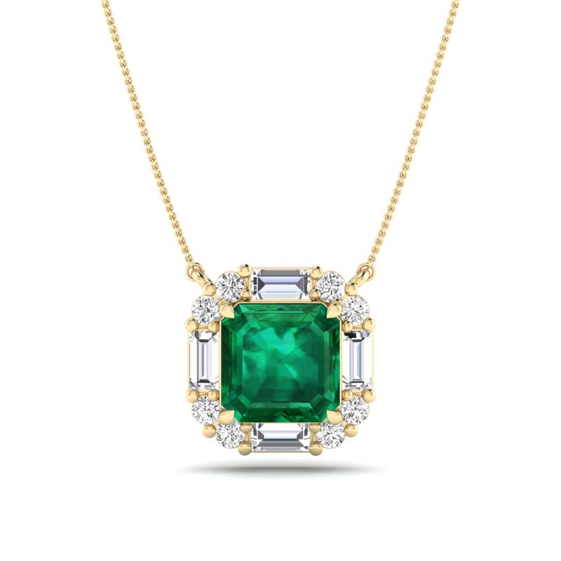 Yellow Gold Mina Emerald & Diamond Pendant
