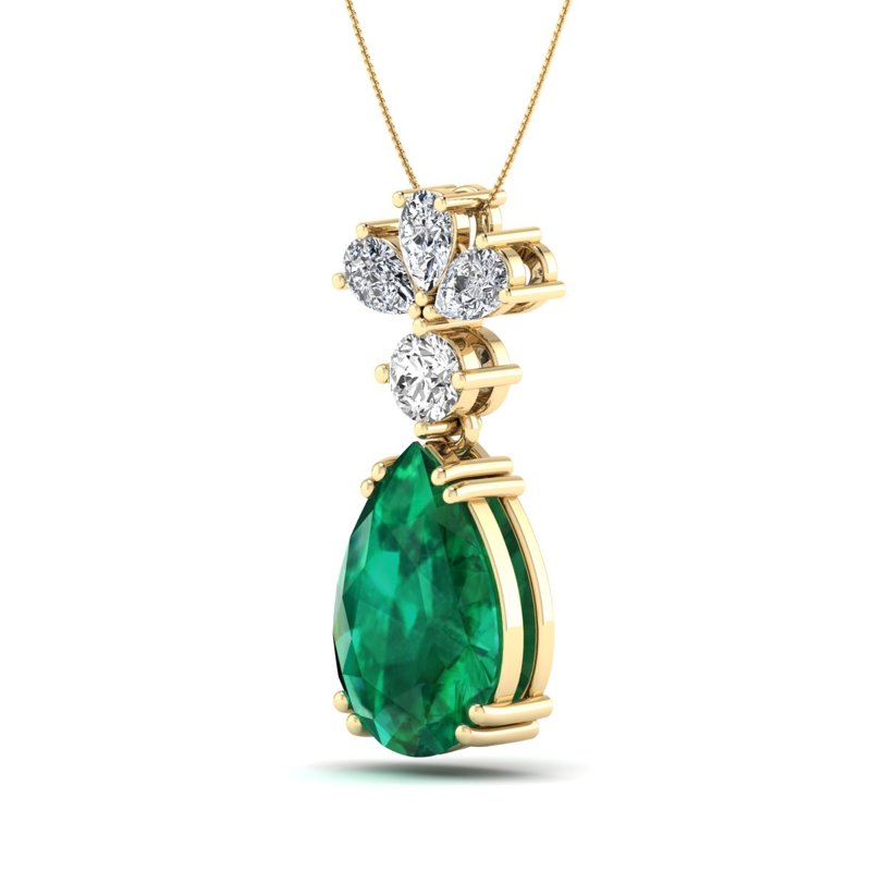 Yellow Gold Dream Emerald Drop Necklace