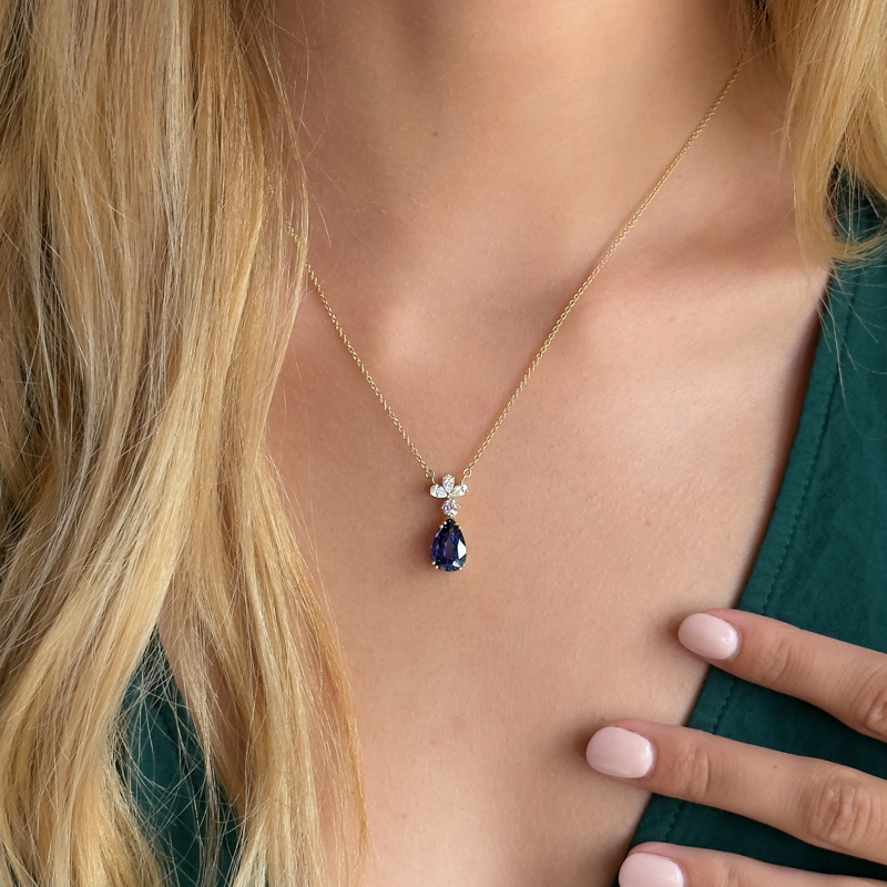 Rose Gold Dream Emerald Drop Necklace