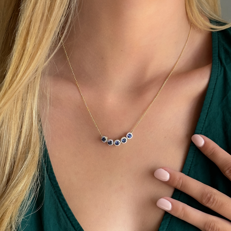 Rose Gold Ester Emerald Halo Necklace