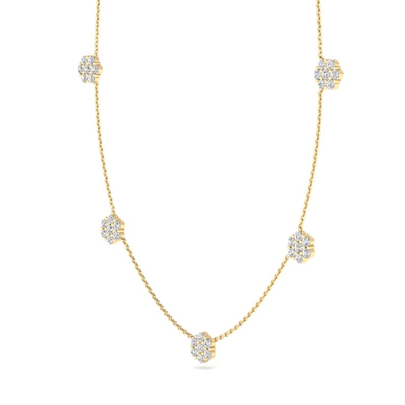 Yellow Gold Station Cluster Necklace (1 1/2ctw)