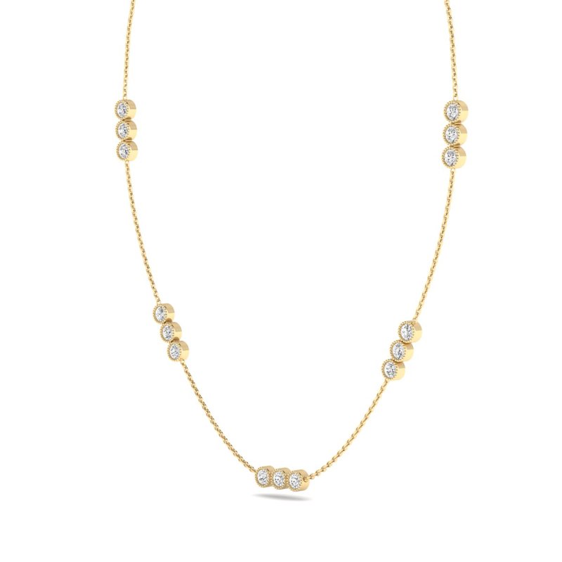 Yellow Gold Luxury Station Round Necklace (1 1/2ctw)