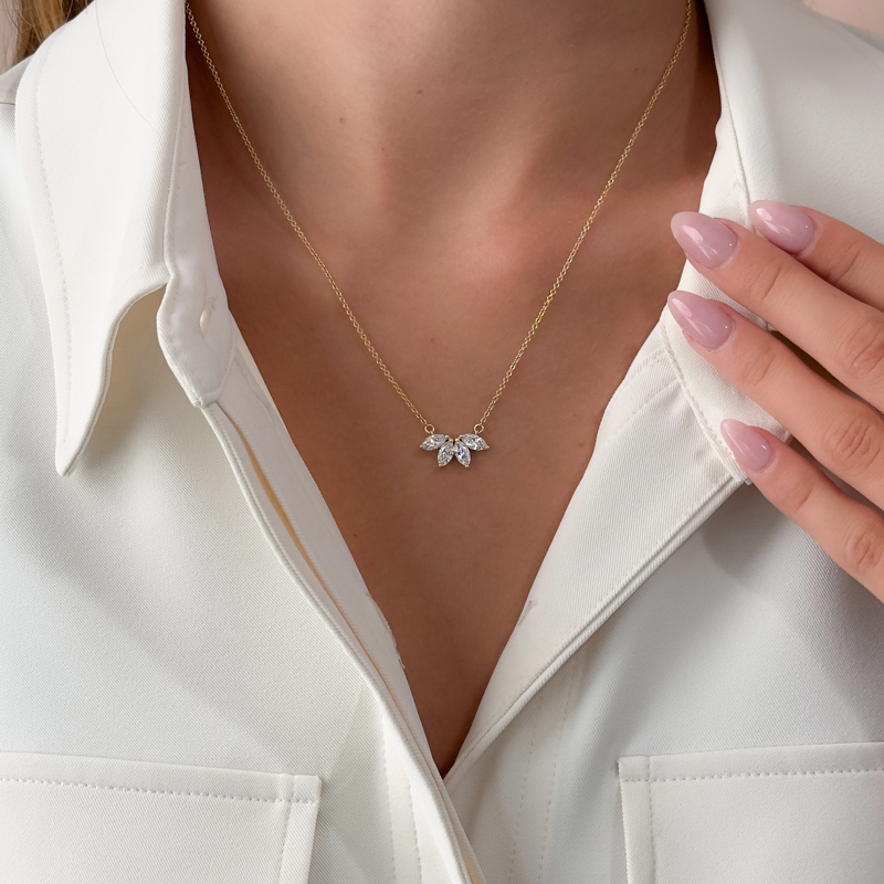 Yellow Gold Sunshine Marquise Necklace (1 1/4ctw)