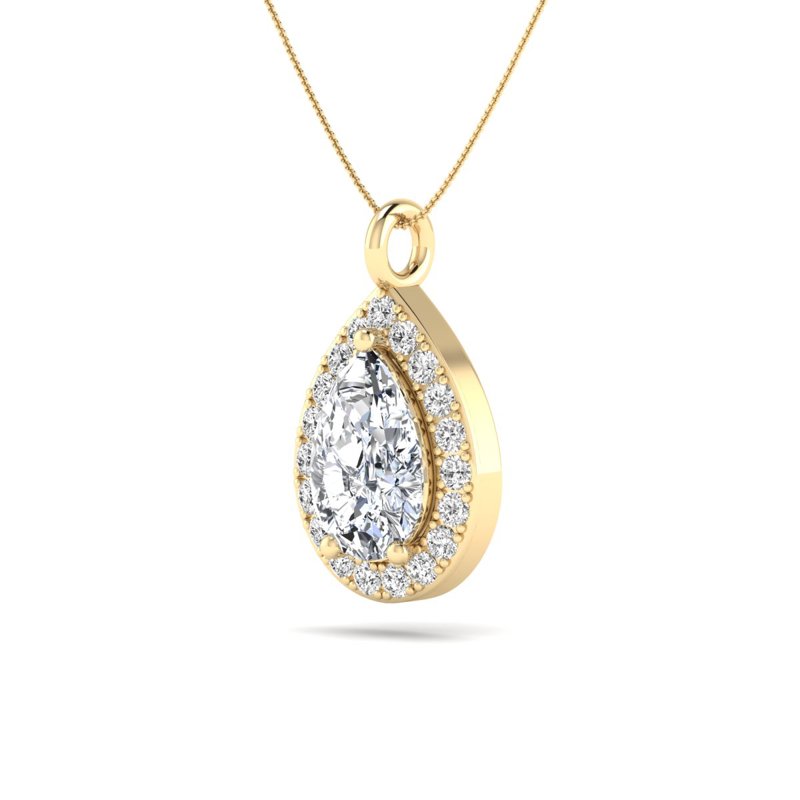 Yellow Gold Pear Halo Pendant (1 1/4ctw)