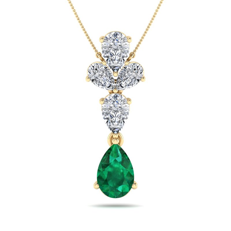 Yellow Gold Pacific Emerald Diamond Pendant