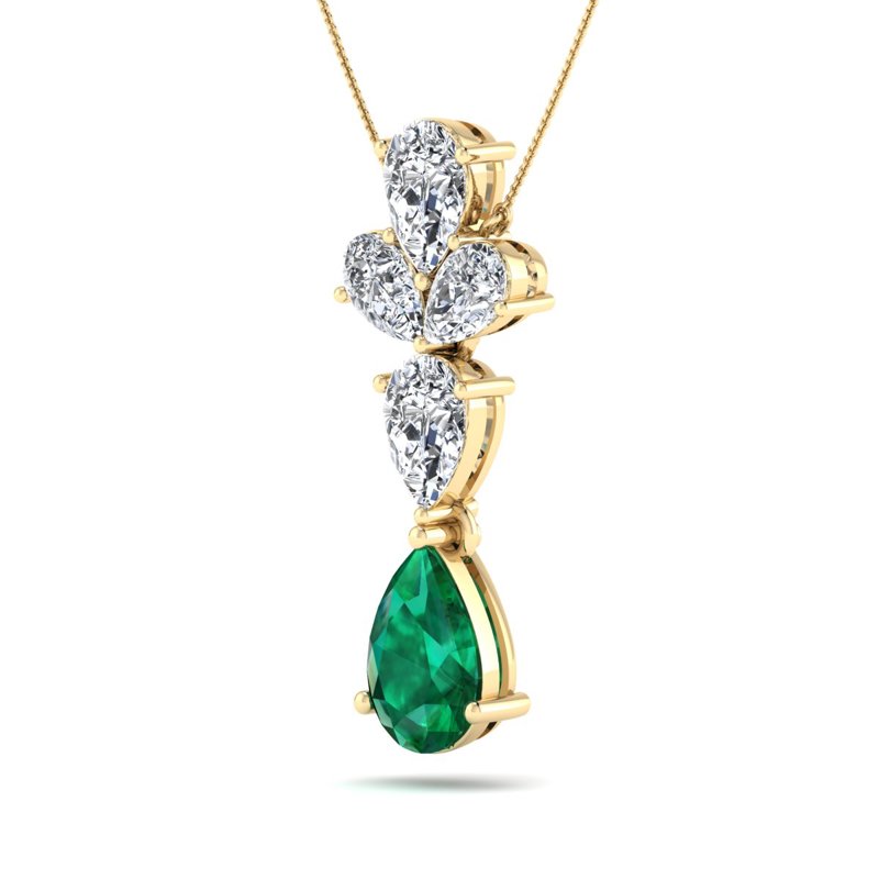 Yellow Gold Pacific Emerald Diamond Pendant