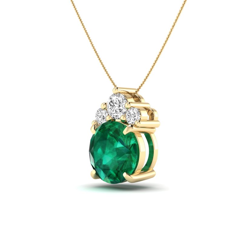 Yellow Gold Floating Emerald & Diamond Necklace