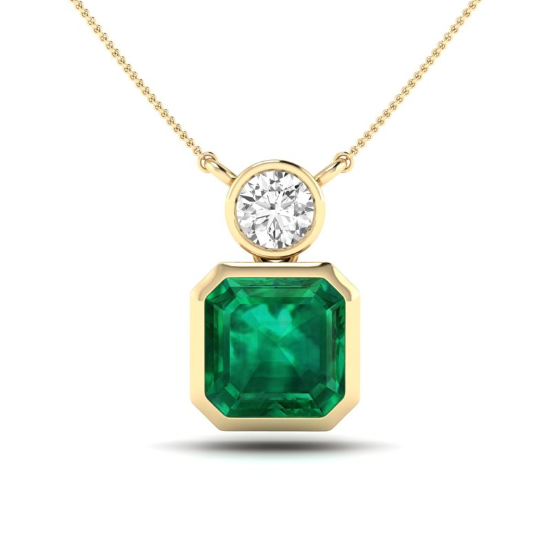 Yellow Gold Reyna Asscher Emerald Pendant