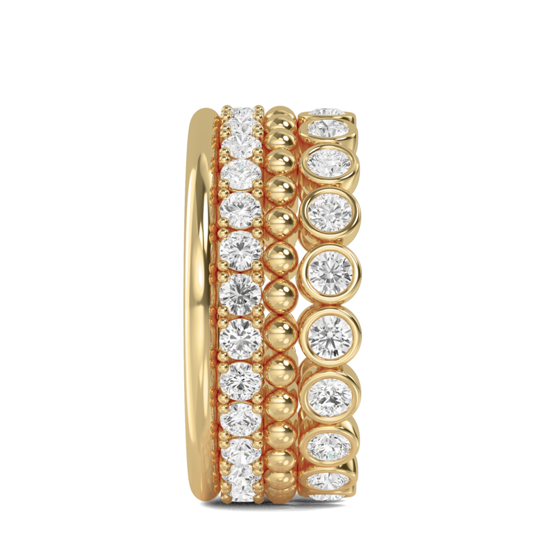 Yellow Gold Lab Grown Diamond Bijou Ring Stack (1-1/2ctw)