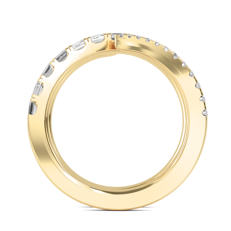 Yellow Gold Ines Baguette Round Open Lab Grown Diamond Ring (9/10ctw)