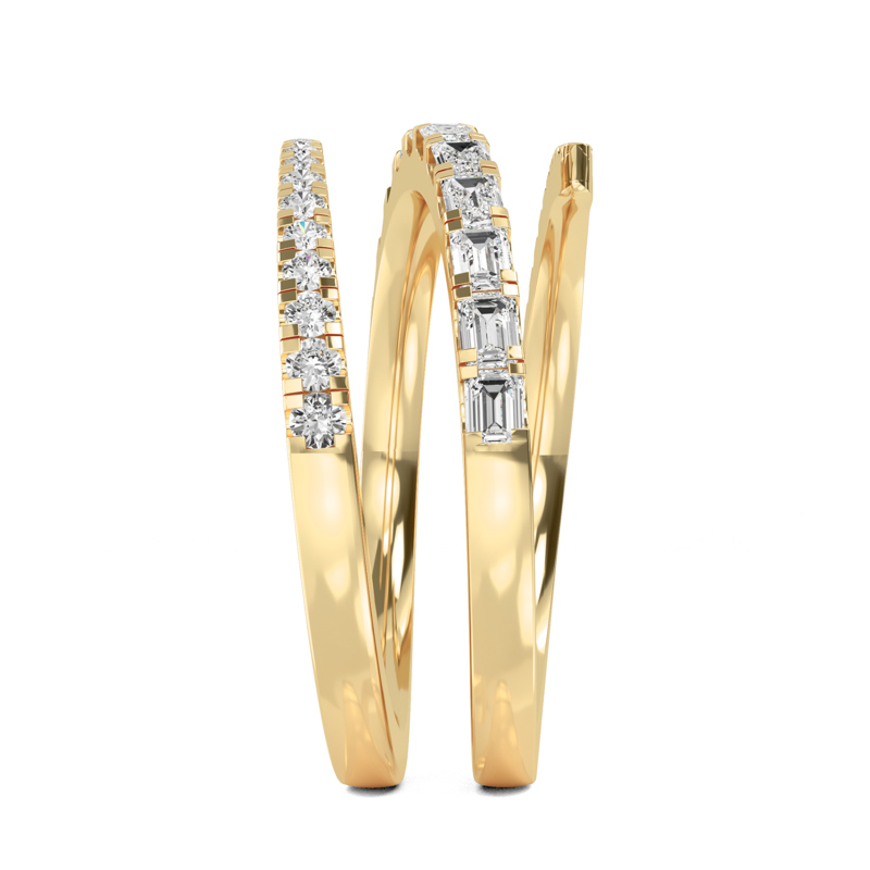 Yellow Gold Ines Baguette Round Open Lab Grown Diamond Ring (9/10ctw)