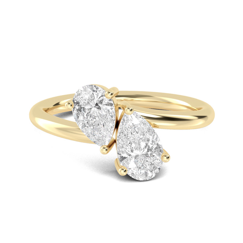 Yellow Gold Lab Grown Diamond Simple Two Pear (1ctw)