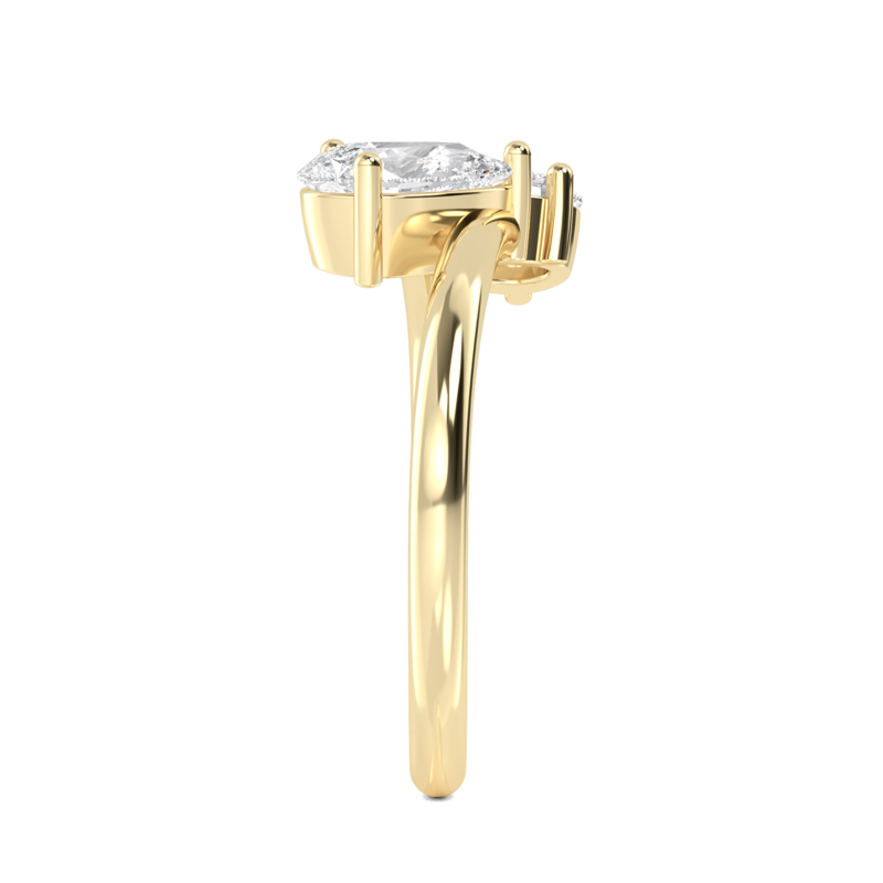 Yellow Gold Lab Grown Diamond Simple Two Pear (1ctw)