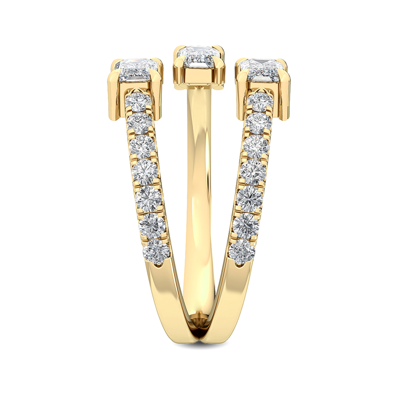 Yellow Gold Sonja' Emerald Open Lab Grown Diamond Ring (1 1/5ctw)