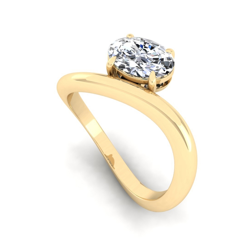 Yellow Gold Wave Oval Ring (1ct)