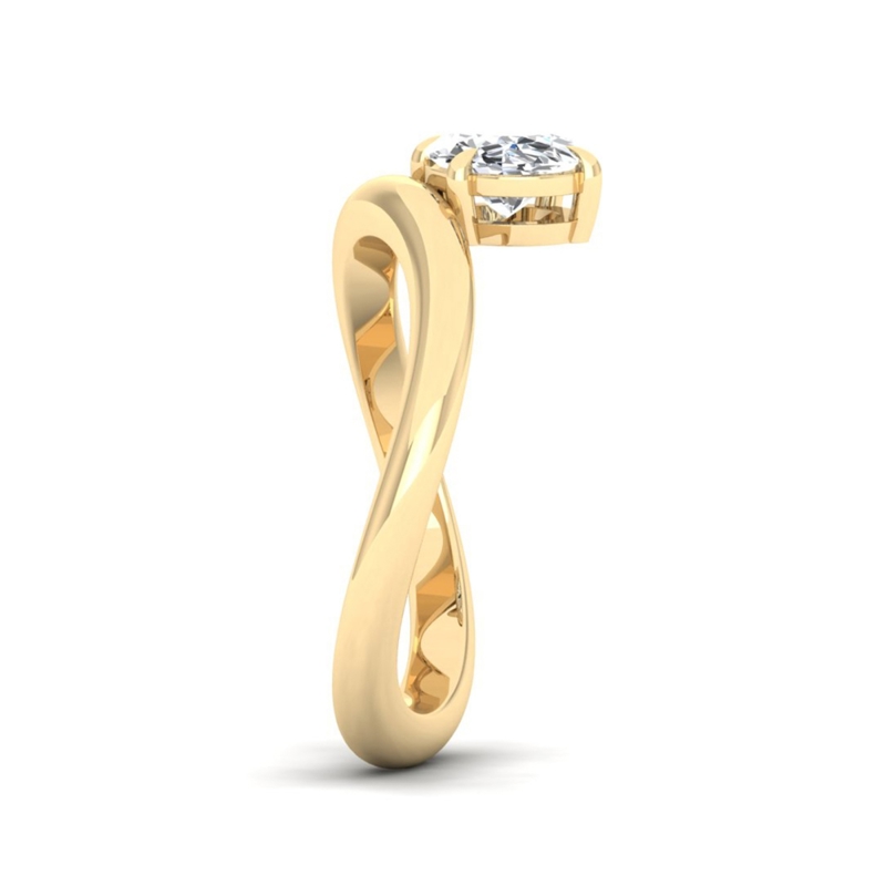 Yellow Gold Wave Oval Ring (1ct)