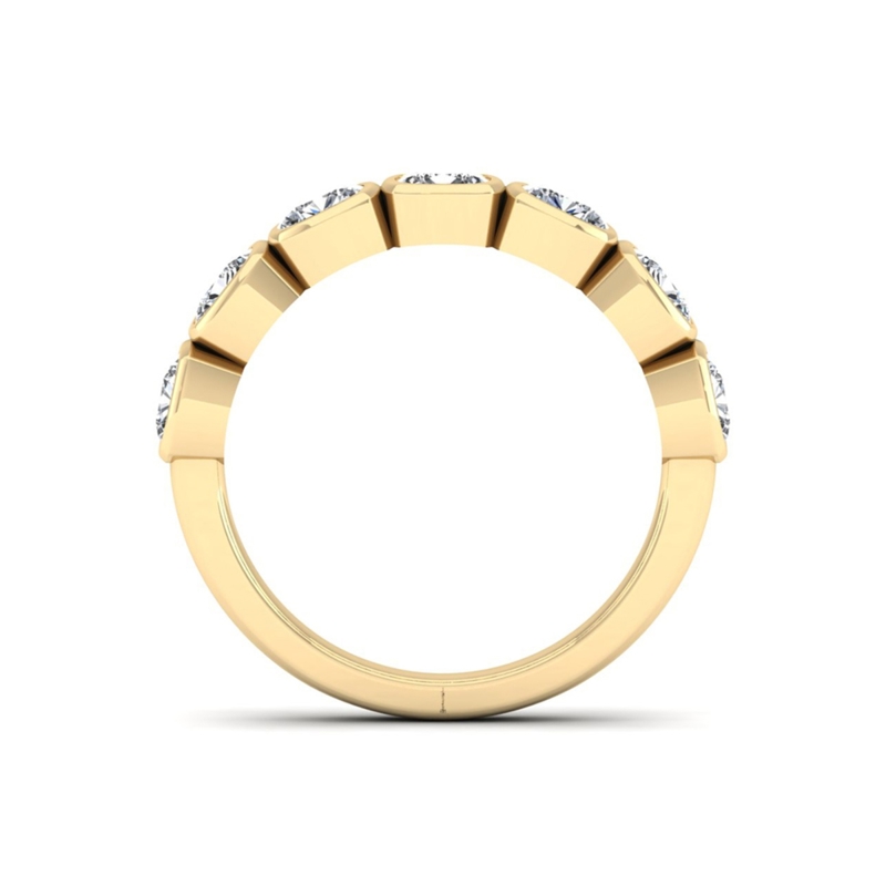 Yellow Gold Classic Bezel Cushion Band (1-3/4ctw)