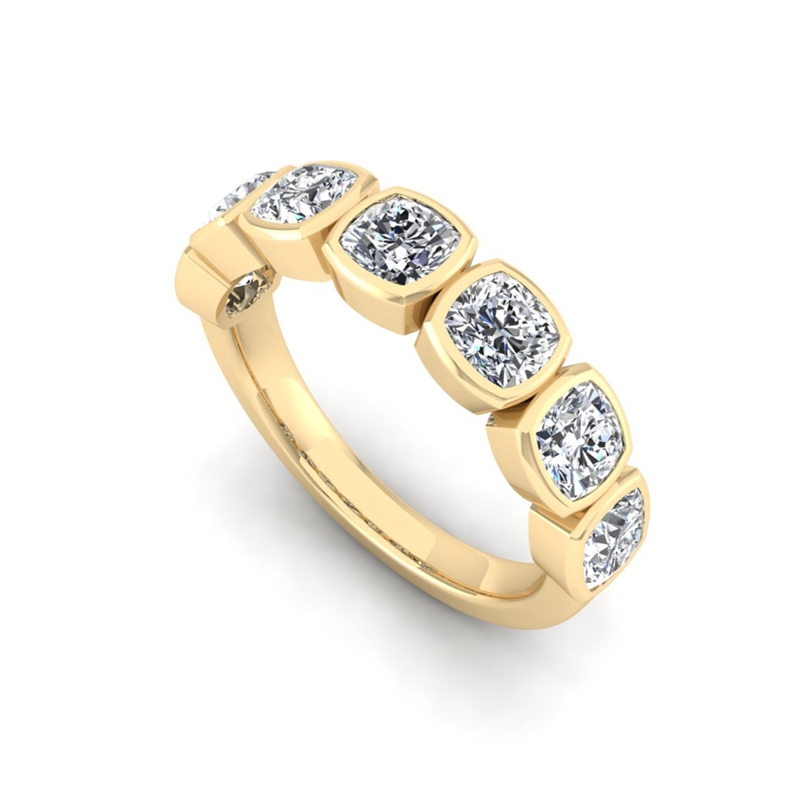 Yellow Gold Classic Bezel Cushion Band (1-3/4ctw)