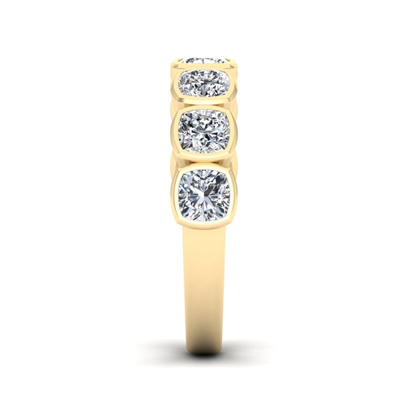 Yellow Gold Classic Bezel Cushion Band (1-3/4ctw)