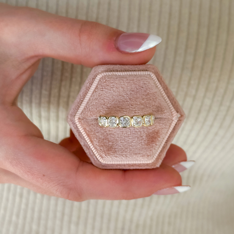 Rose Gold Classic Bezel Cushion Band (1-3/4ctw)