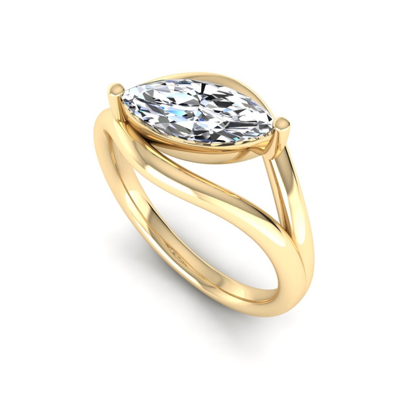 Yellow Gold Marquise Split Ring (1ct)