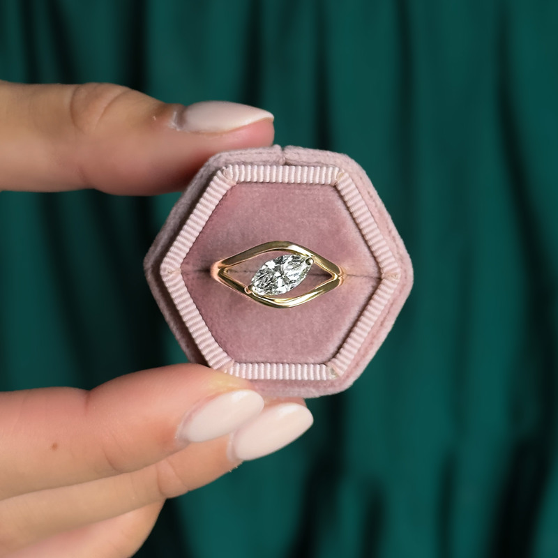 Rose Gold Marquise Split Ring (1ct)