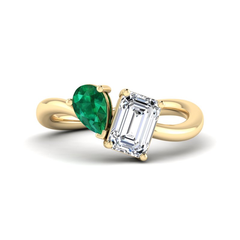 Yellow Gold Toi Et Moi Emerald & 1-1/2ct Emerald
