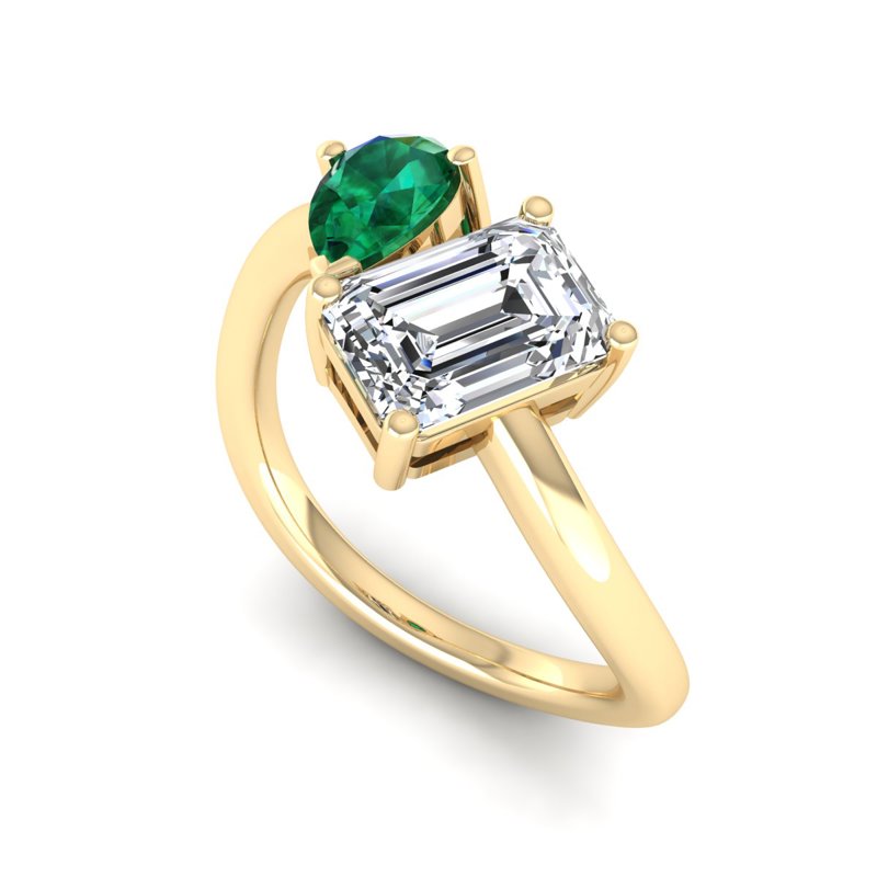 Yellow Gold Toi Et Moi Emerald & 1-1/2ct Emerald