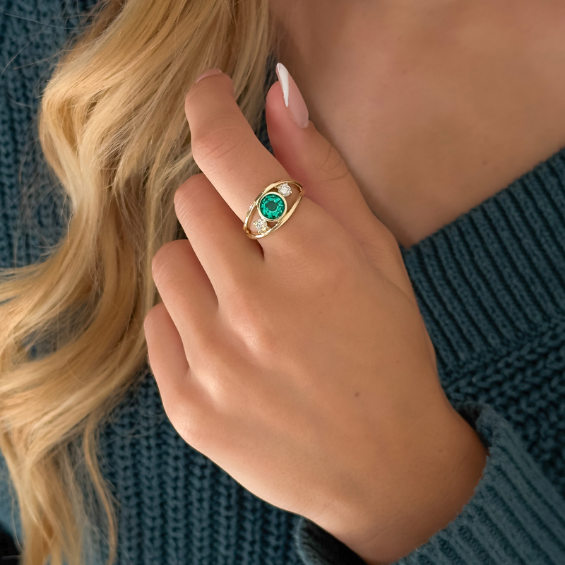 Rose Gold Maci Emerald Fashion Ring