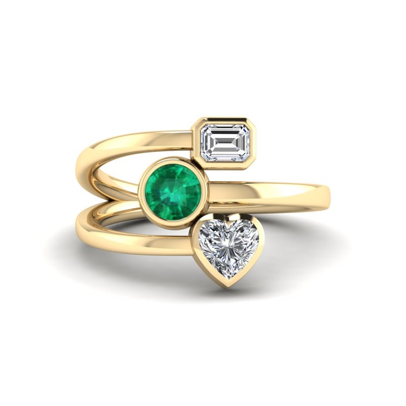 Yellow Gold Pascal Emerald & Diamond Ring