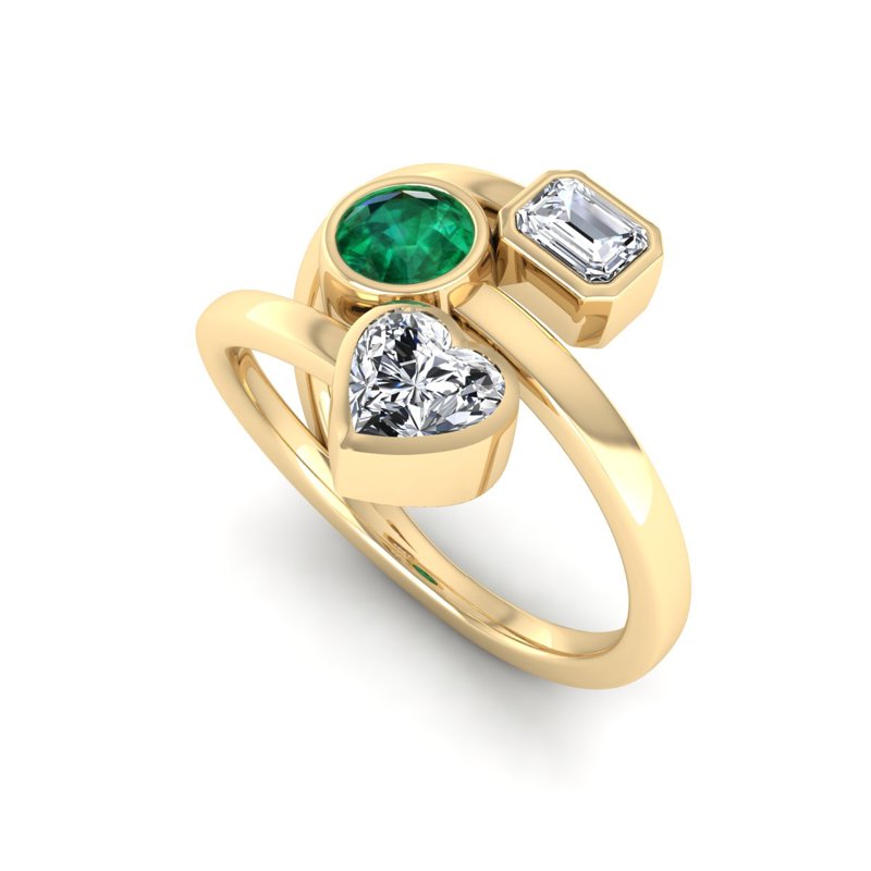 Yellow Gold Pascal Emerald & Diamond Ring