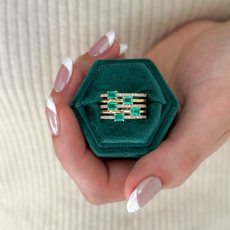 Rose Gold Evengiline Emerald Ring
