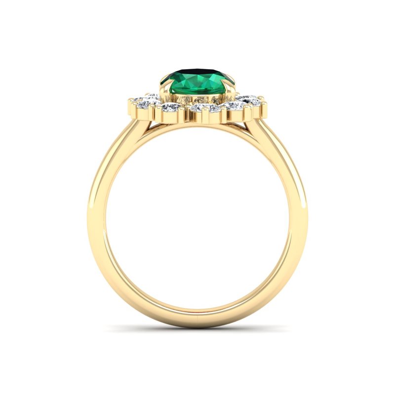 Yellow Gold Flair Emerald & Diamond Fashion Ring