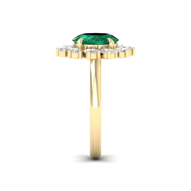 Yellow Gold Flair Emerald & Diamond Fashion Ring