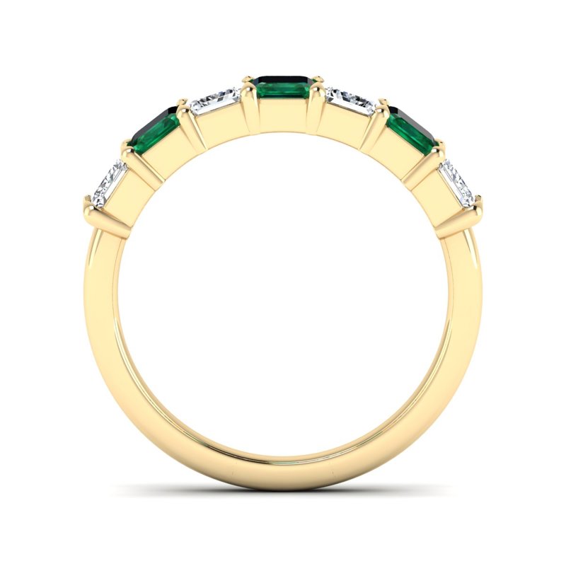 Yellow Gold Emerald & Diamond Band