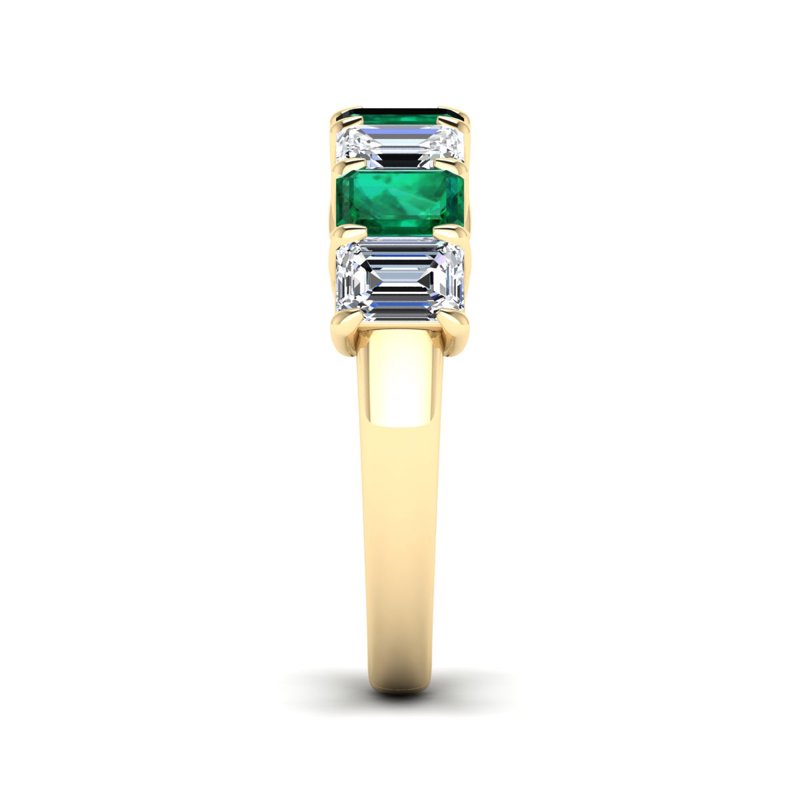Yellow Gold Emerald & Diamond Band