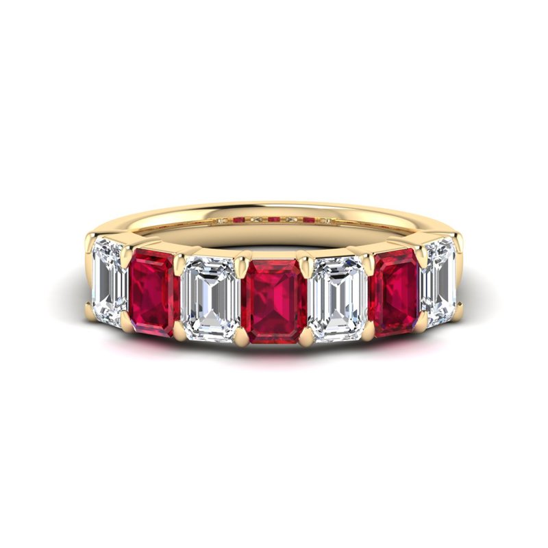 Yellow Gold Ruby & Diamond Band