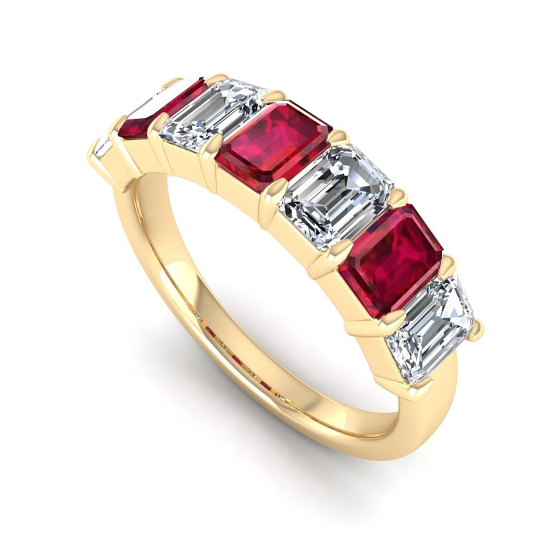 Yellow Gold Ruby & Diamond Band
