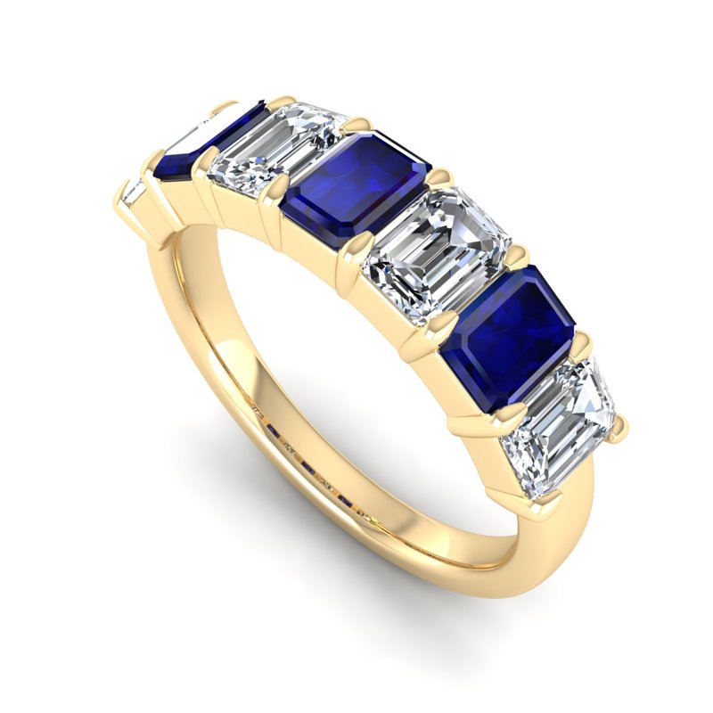 Yellow Gold Sapphire & Diamond Band
