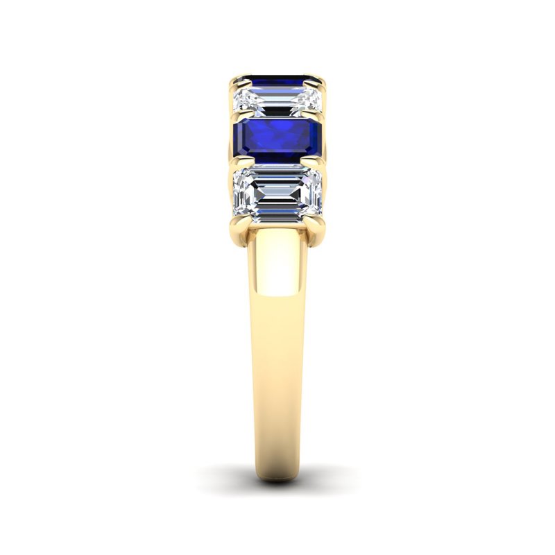 Yellow Gold Sapphire & Diamond Band