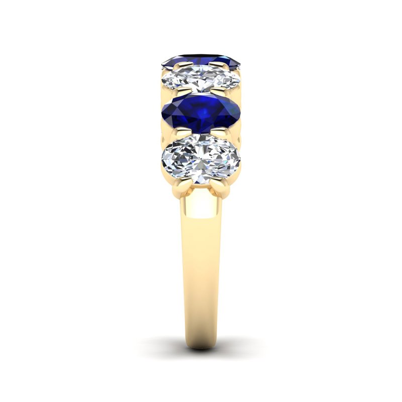 Yellow Gold Oval Sapphire & Diamond Band