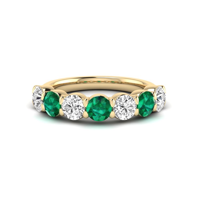 Yellow Gold Classic Emerald & Diamond Band