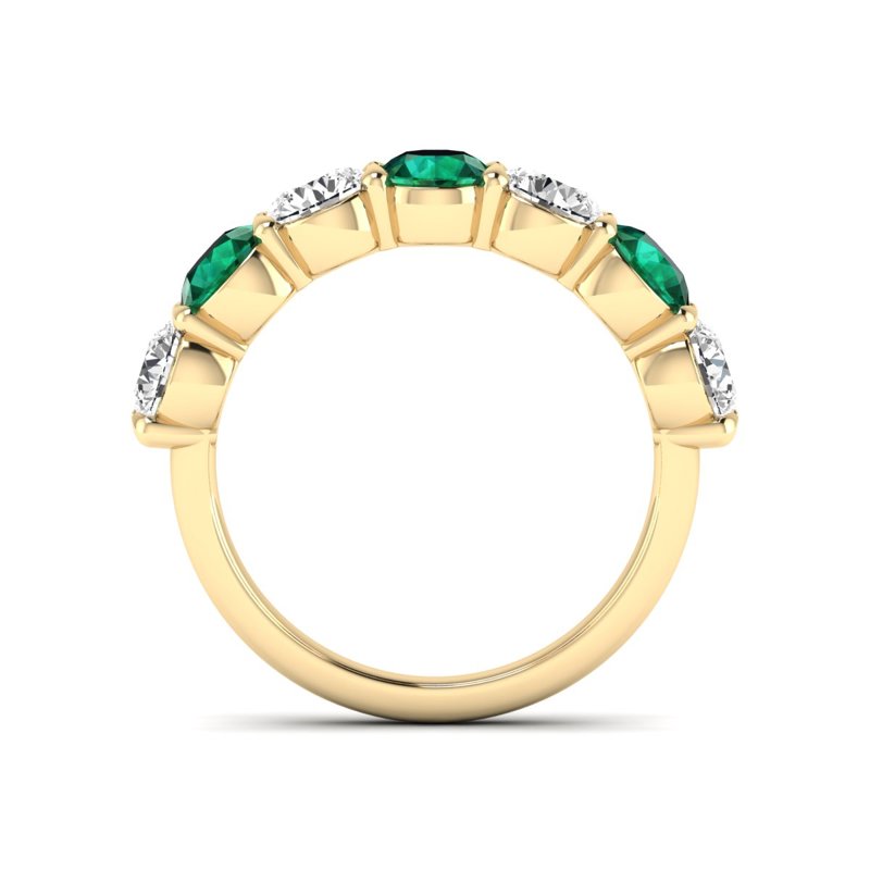 Yellow Gold Classic Emerald & Diamond Band