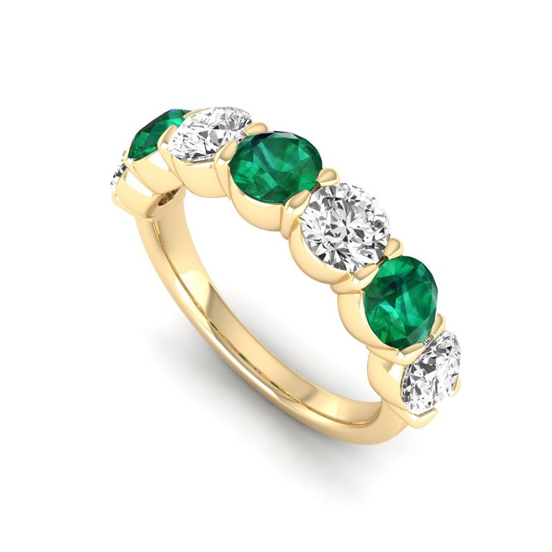 Yellow Gold Classic Emerald & Diamond Band