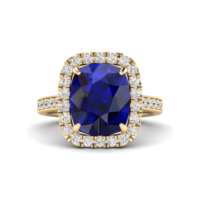Yellow Gold Diana Sapphire Halo Ring