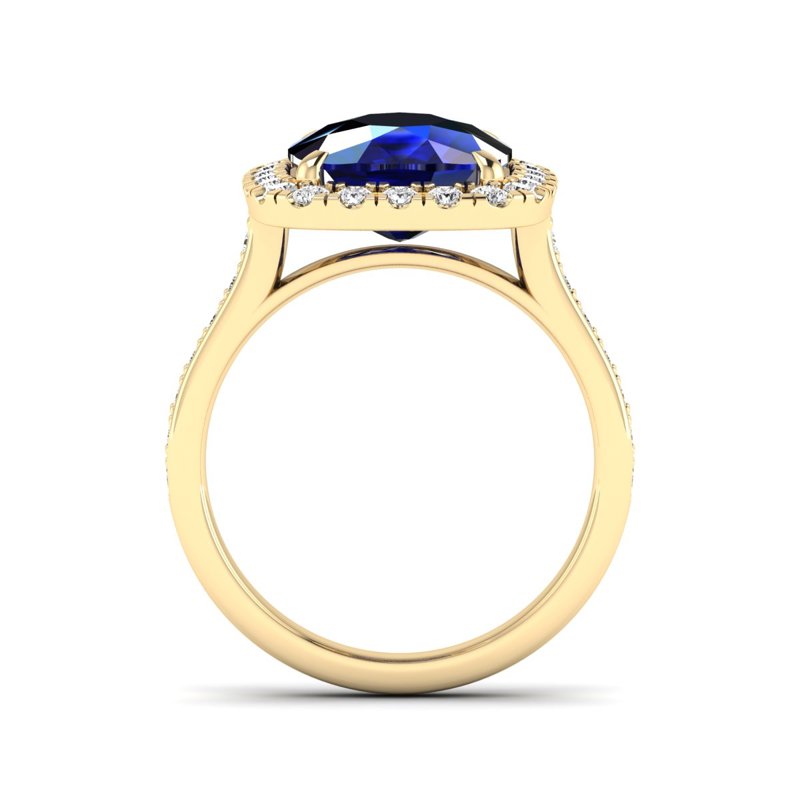 Yellow Gold Diana Sapphire Halo Ring